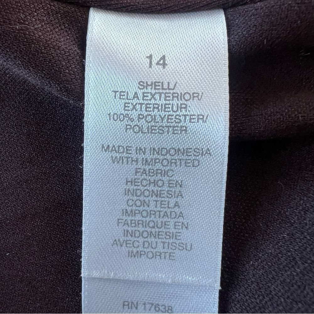 Emma James VTG-Inspired Textured Espresso Ruffle Open Front Blazer Jacket SZ 14 - Picture 11 of 15